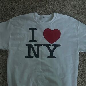 Gildan White I Love NY Crew Neck Sweater